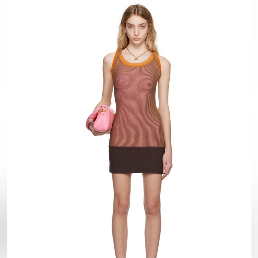 Jacquemus Women's La Robe Maille Turbi Rib Minidress (Brown/Pink)